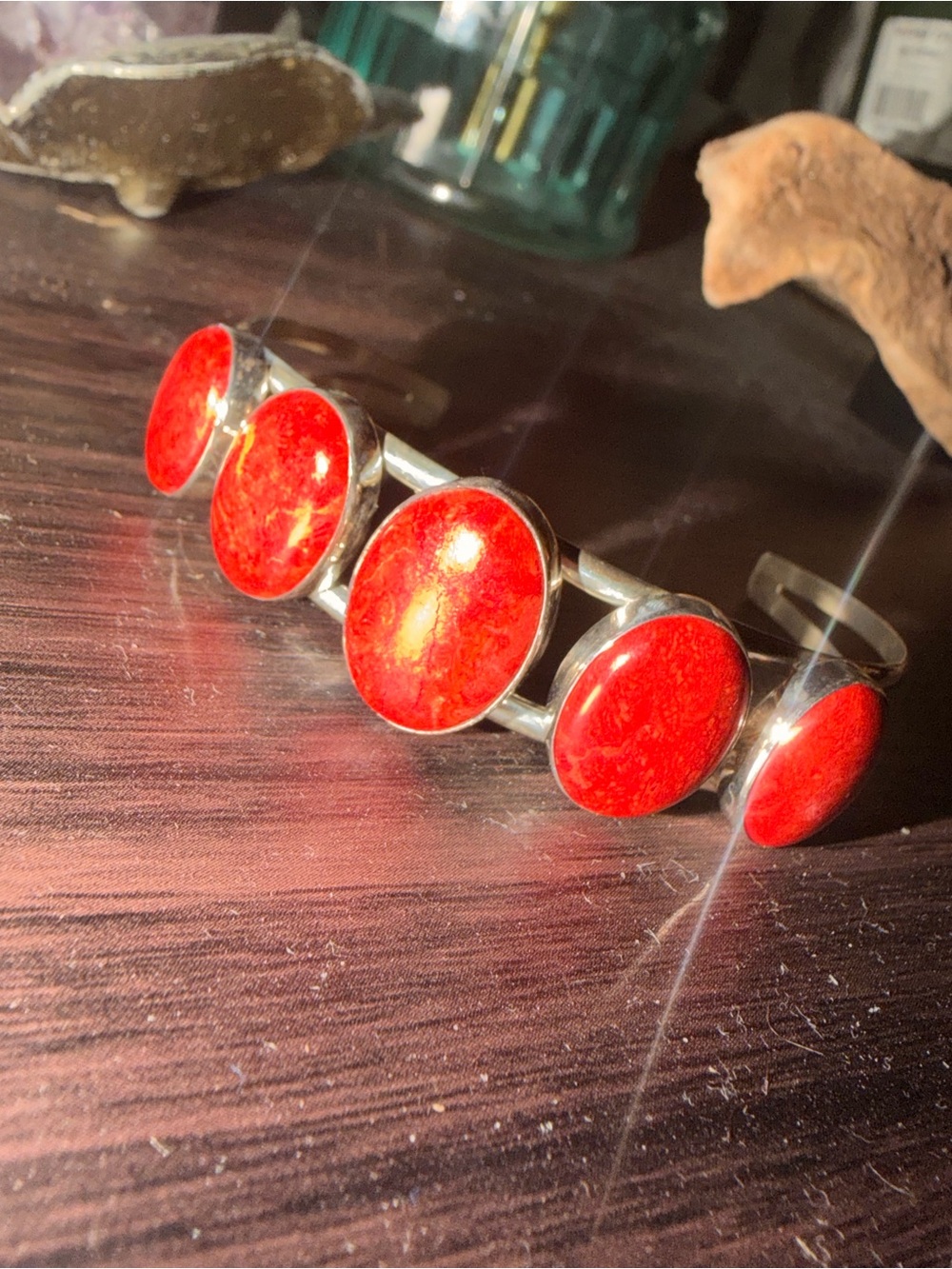 Red Coral Jay King 925 Cuff Bracelet